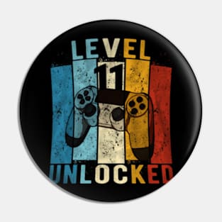 Level 11 Unlocked Video Gamer 11 Year Old 11th Birthday Pin