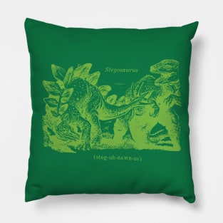 Stegosaurus defending itself from a Tyrannosaurus Rex in Green Pillow