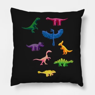 Tiny Colorful Gouache Dinosaurs Pillow