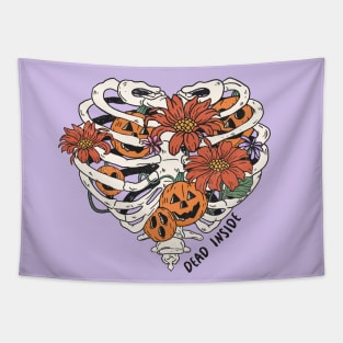 Halloween Costume Floral Rib Cage - Boho Skeleton Flowers Tapestry