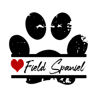 Field Spaniel dog paw print T-Shirt