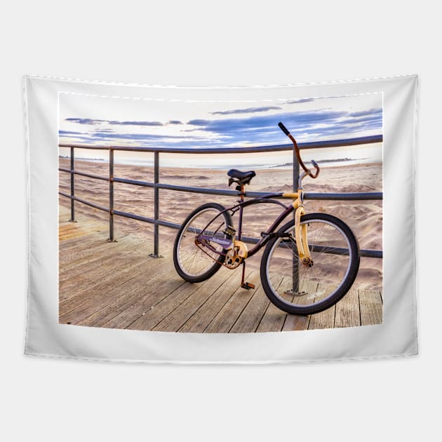 Bike on the Asbury Park Boardwalk Tapestry by jforno