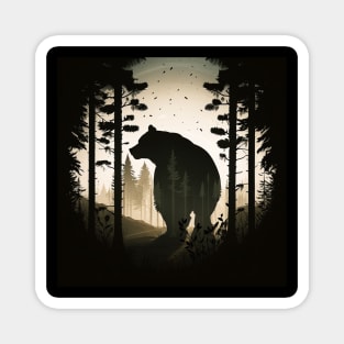 Forest with Bear Silhouette, Adventure Magnet