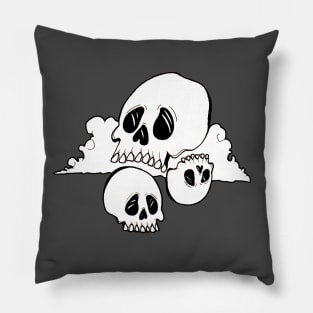 Minimalist Skull & Cloud Tattoo Design Pillow