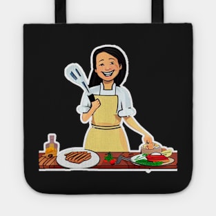 A cartoon of a chef smiling Tote