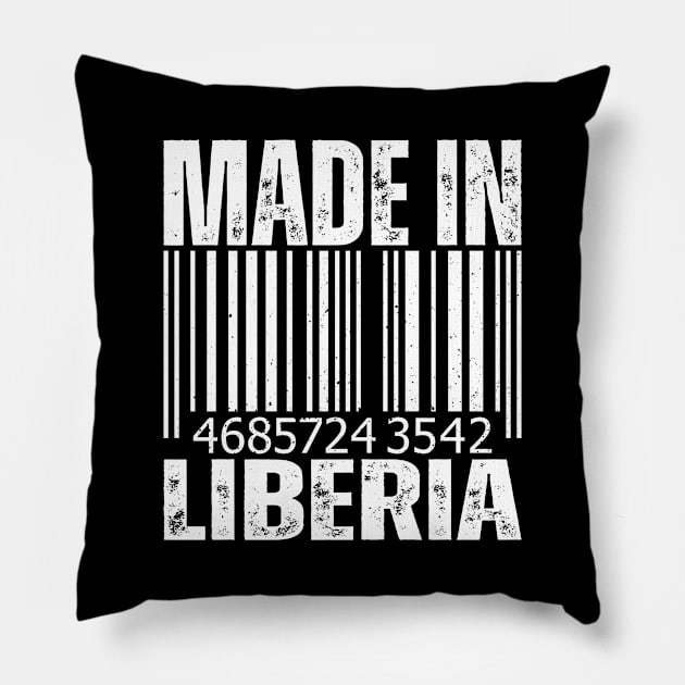 Made in Liberia Vintage Barcode Pillow by BramCrye