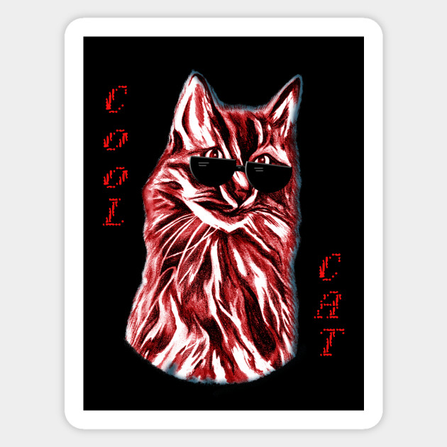 Cool Cat Cat Drawing Sticker Teepublic