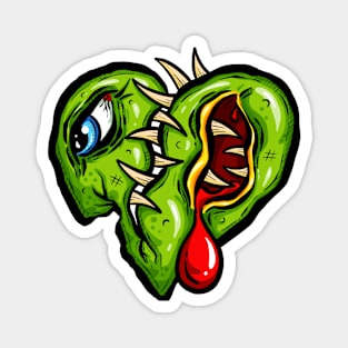 Zombie Heart Blood Teeth Green Valentines Magnet