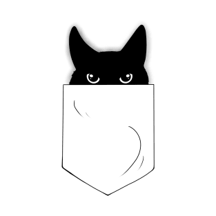 Peeking Black Cat in a Pocket T-Shirt