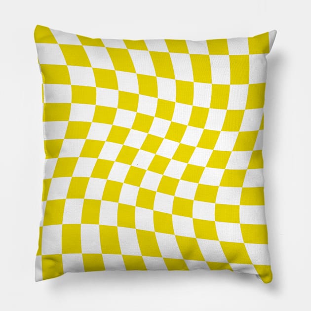 Twisted Checkered Square Pattern - Yellow Tones Pillow by DesignWood Atelier