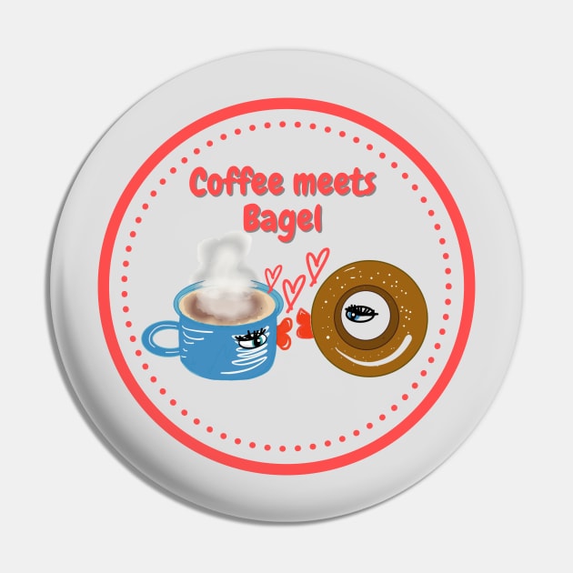 Coffee Meets Bagel Pin by Natalie C. Designs 