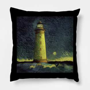 Lighthouse of Alexandria in Van Gogh's style Pillow