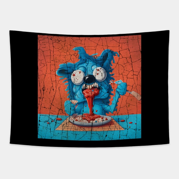 Horror Bluey Disguisting food Tapestry by Hat_ers