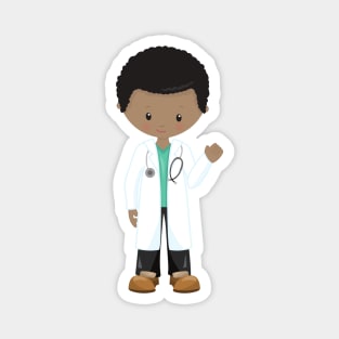 African American Boy, Doctor, Lab Coat, Medicine Magnet