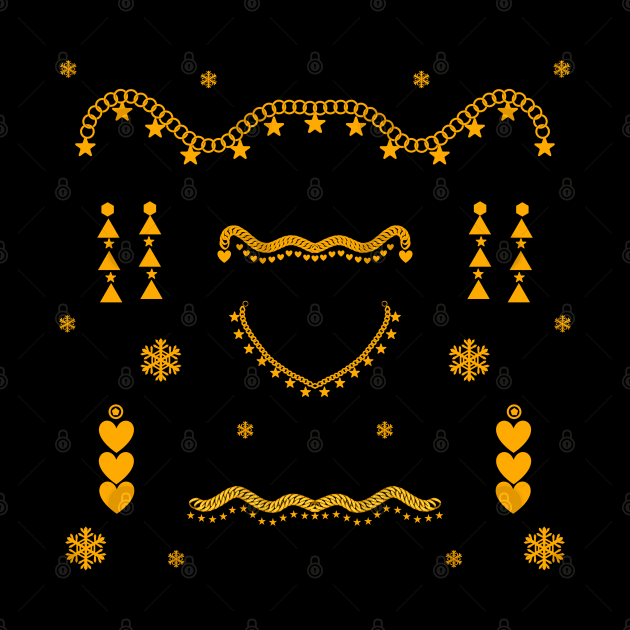 Vibrant Star Gold Jewellery Chain, Earrings, Necklace & Snowflakes by TANSHAMAYA