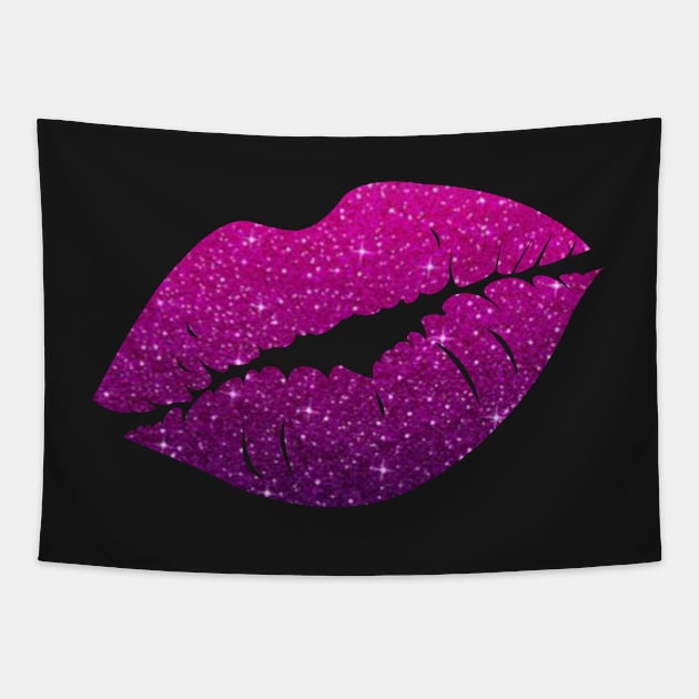 Hot Pink Purple Ombre Faux Glitter Lips Tapestry by Felicity-K