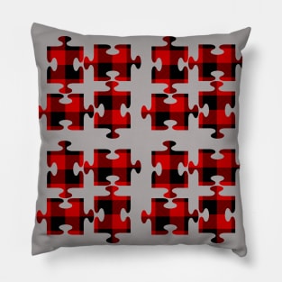 Buffalo Plaid Puzzle Pieces Pattern Pillow