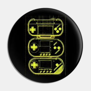 Yellow Handheld Gaming Blueprint Pin