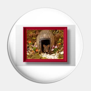 George the mouse in a log pile House Pin