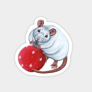 Albino Rat with Bauble Magnet
