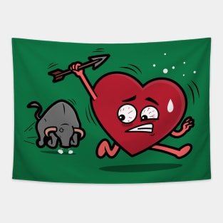 Not Easy Being Red Funny Valentine Heart Cartoon Tapestry