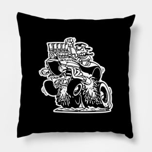 Drag racing wheelie cartoon artwork Pillow