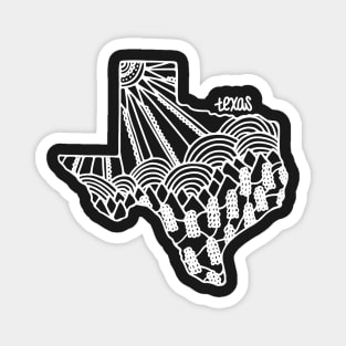 White Line Texas Mandala Zentangle State Outline Magnet