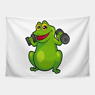 Frog at shoulder training with Dumbbells Tapestry