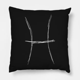 Dark and Gritty Pisces Zodiac Sign (white) Pillow