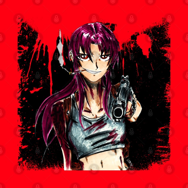 Revy the bounty hunter in black lagoon island by jorge_lebeau