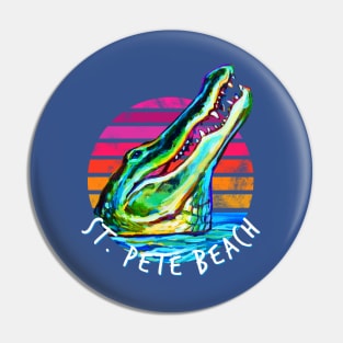 Retro St Pete Beach Alligator by Robert Phelps Pin