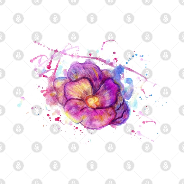 Purple Watercolor Flower by AnnArtshock