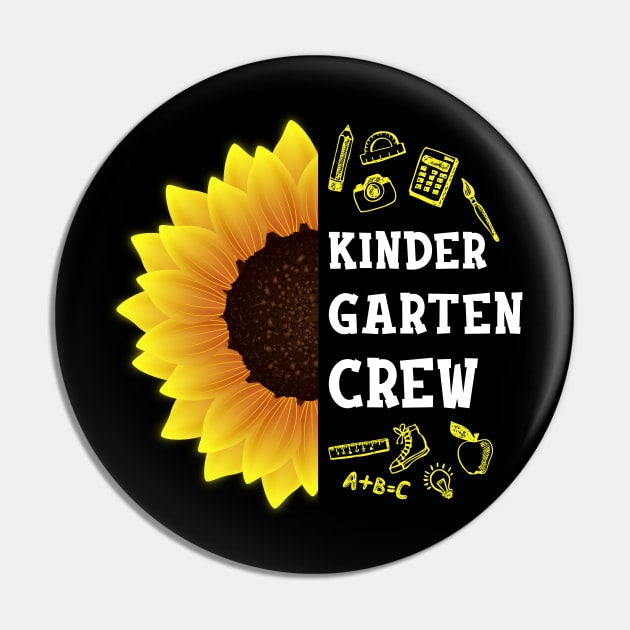 Kindergarten Crew Shirt First Day Preschool Back to School Sunflower Gift Pin by hardyhtud