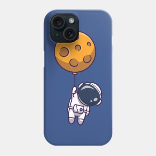 Cute Astronaut Floating With Moon Balloon Cartoon Phone Case