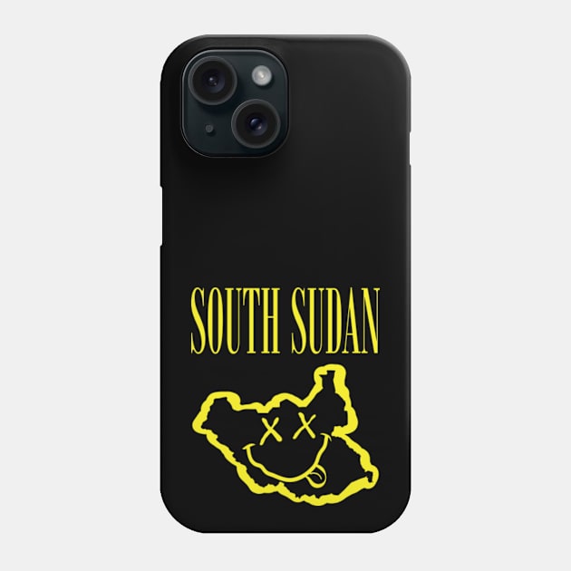 Vibrant South Sudan Africa x Eyes Happy Face: Unleash Your 90s Grunge Spirit! Smiling Squiggly Mouth Dazed Smiley Face Phone Case by pelagio