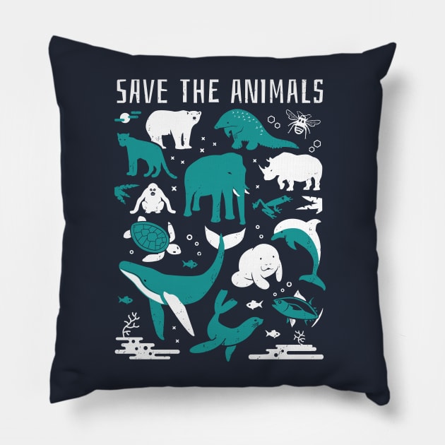 Save The Animals - Endangered Animals Pillow by bangtees