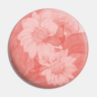 Surreal butterflies and flowers in living coral Pin