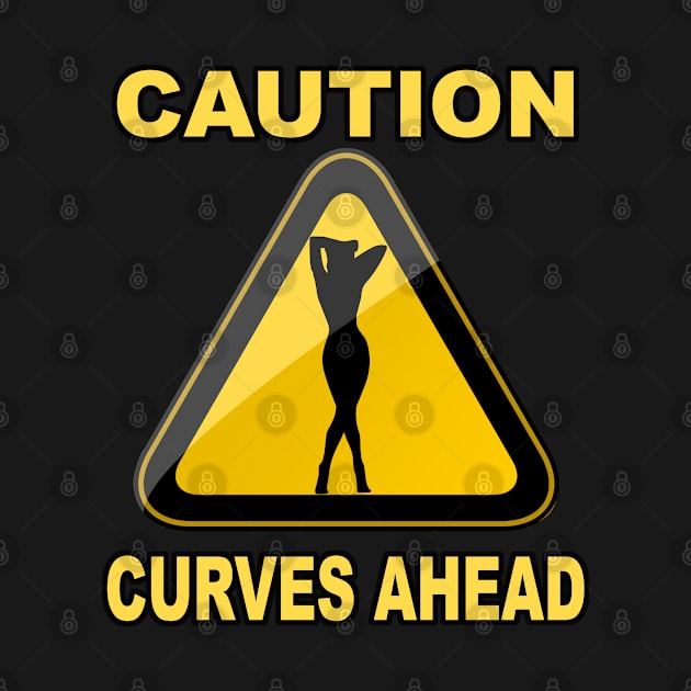 Caution Curves Ahead - Thick Woman Silhouette Sexy Sign by Trade Theory