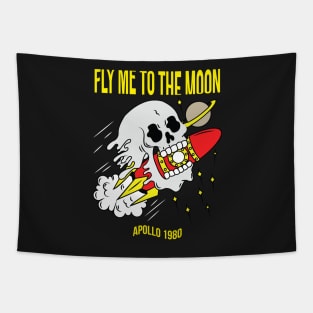 Fly me to the moon, skull Tapestry