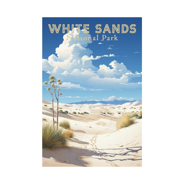 White Sands National Park Travel Poster by GreenMary Design