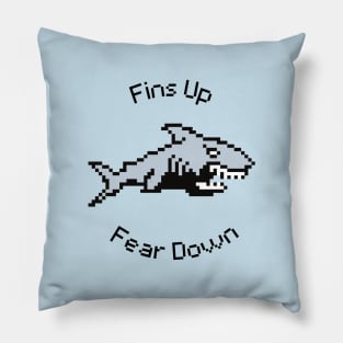 Pixel Shark Surge: Fins Up Fear Down Pillow