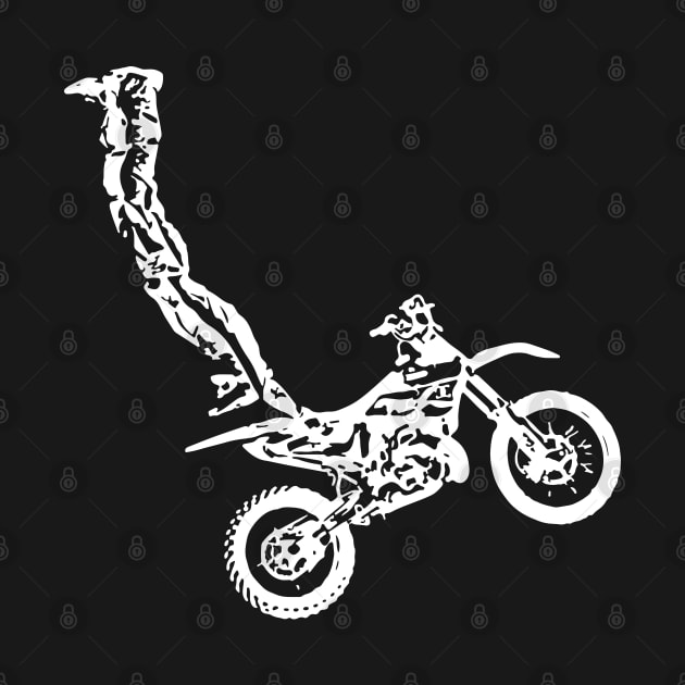 Motocross Jump Freestyle White Sketch Art by DemangDesign