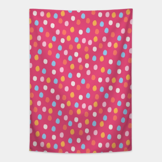 Festive confetti circles pattern in magenta Tapestry by Natalisa