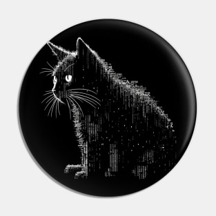 Retro Cat ASCII Computer Science Men Women Funny Black Cat Pin