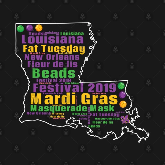 Louisiana Map Mardi Gras by LemoBoy