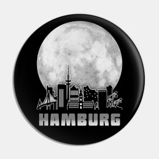 Hamburg Germany Skyline Full Moon Pin