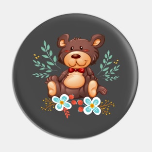 Cute Bear Animals Flower Pin