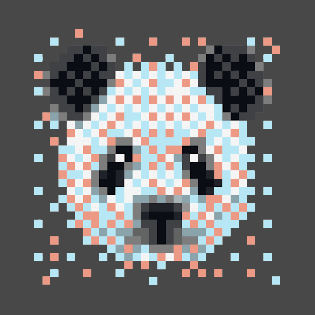 Retro 8bit Pixel Art Panda Bear by Blue Planet Boutique