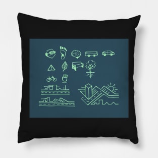 Urban mobility and transport drawings Pillow