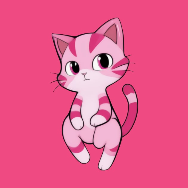 Adorable Pink Cat - Cute Baby Feline by Rishirt